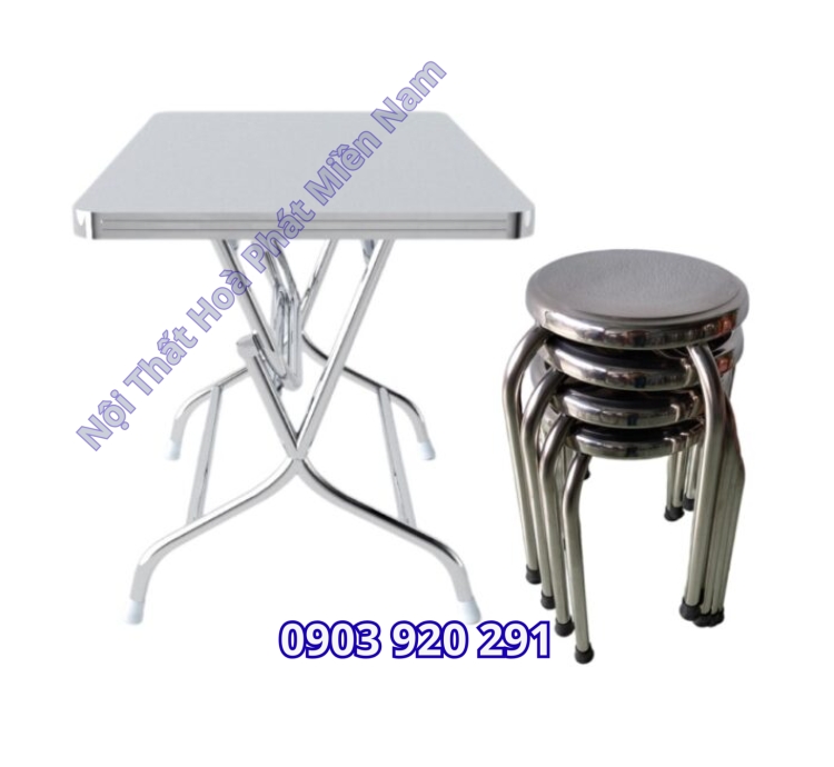 Bộ bàn ghế Inox chữ nhật 4 ghế BB01