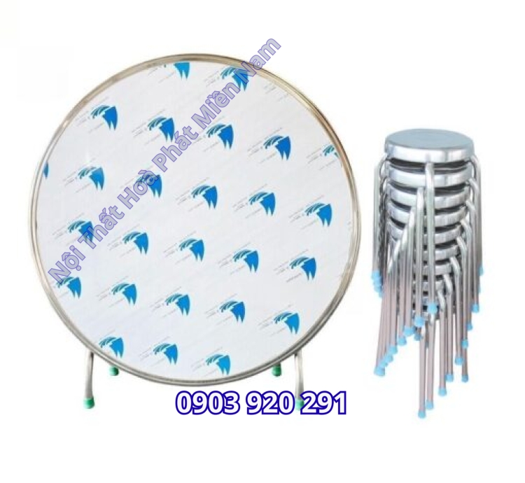 Bộ bàn ghế inox tròn 10 ghế loại thường