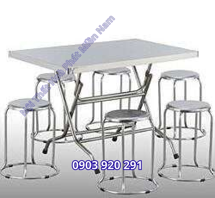 Bộ bàn ghế inox chữ nhật BB01